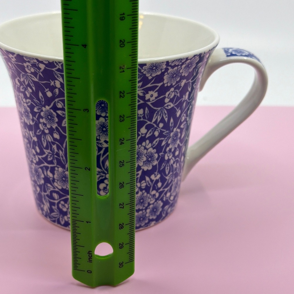 Pier 1 Imports Blue White Calico Floral Fine China Mug Coffee Tea Cup - Picture 3 of 9
